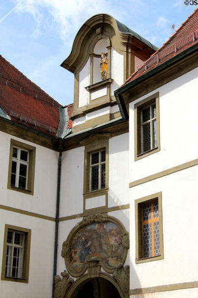 Fresco above main entrance to former Kloster St Mang. Füssen, Germany.