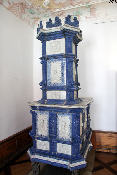 Ceramic heating stove at Museum of City of Füssen in Kloster St. Mang. Füssen, Germany.