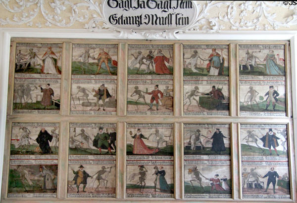 Dance of Death series of paintings (1602) by Jakob Hiebeler in Museum of City of Füssen in Kloster St Mang. Füssen, Germany.