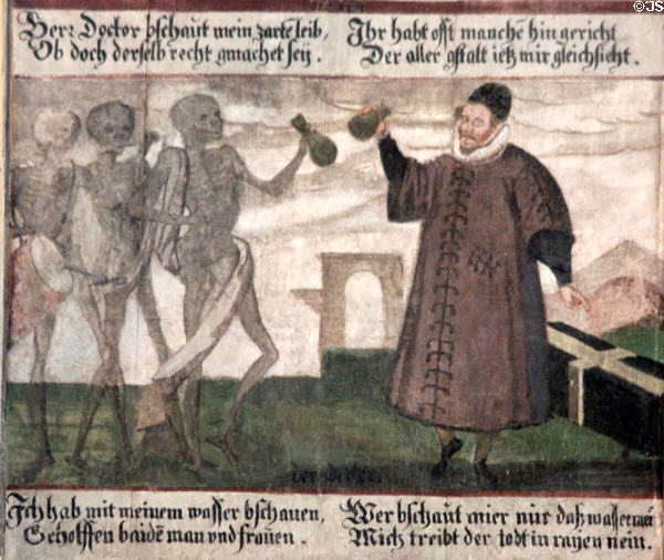 Doctor panel from Dance of Death series at Museum of City of Füssen. Füssen, Germany.