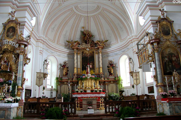 Baroque interior of St Aegidius parish church. Gmund am Tegernsee, Germany.