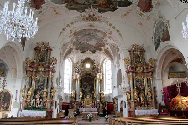 Baroque interior of Church of Sts Peter & Paul. Mittenwald, Germany.