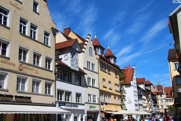 Typical Bavarian style buildings along Maxmillianstrasse. Lindau im Bodensee, Germany.