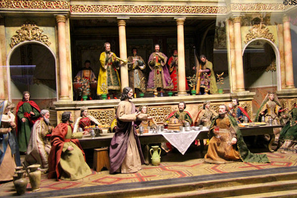 Carved scene of wedding at Cana (c1861) by Andreas Bierling & Georg Zwink at Oberammergau Museum. Oberammergau, Germany.