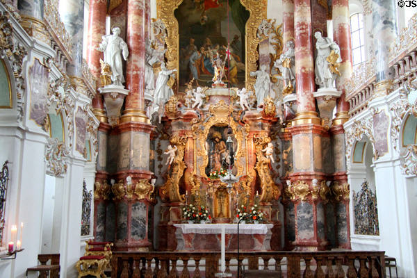 Baroque altar of St Peter in Chains at Wieskirche. Steingaden, Germany.