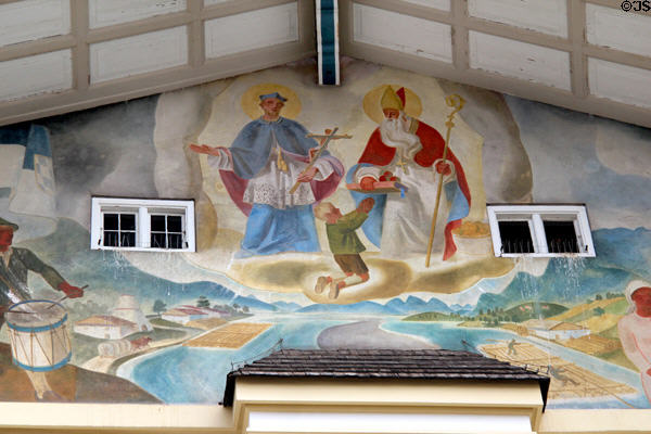 St Francis Xavier & St Nicolas painted on Moralt Haus. Bad Tölz, Germany.