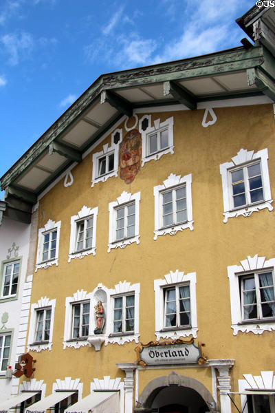 Yellow building dating from 1651 on Marktstraße. Bad Tölz, Germany.