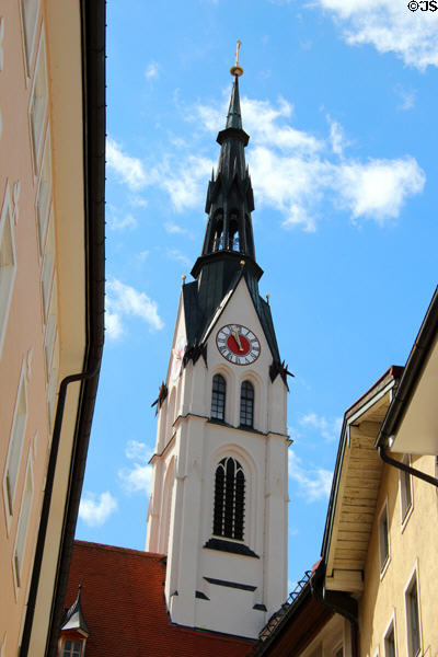 Tower of Assumption of Mary church. Bad Tölz, Germany.