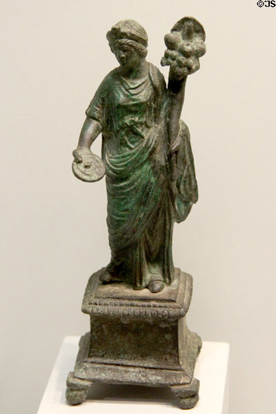 Bronze figure (150 CE) of Roman Empress as Demeter donating bread to the people at Museum of Bread and Art. Ulm, Germany.