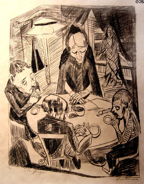 Hunger lithograph (1919), sheet from a series entitled "Hell" by Max Beckmann at Museum of Bread and Art. Ulm, Germany.