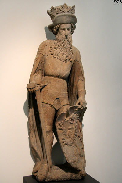 Sculpture of King of Bohemia (1427-33) by Hans Mulscher at Ulmer Museum. Ulm, Germany.