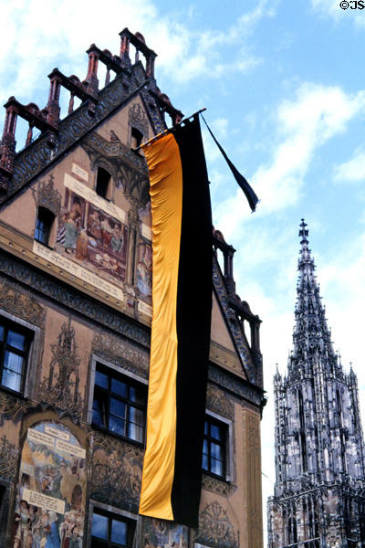 Murals on Ulm Rathaus (1905). Ulm, Germany.