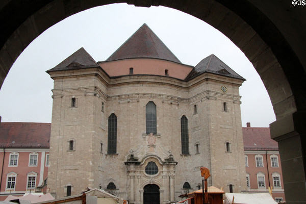 Entrance to Kloster Wiblingen with its flattened domes. Ulm, Germany.