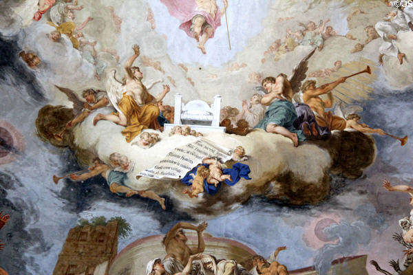 Detail of Last Judgment ceiling fresco in abbey church by Januarius Zick at Kloster Wiblingen. Ulm, Germany.