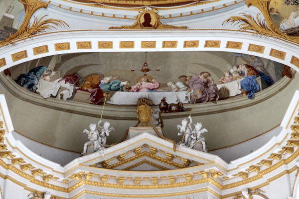 Fresco depicting Last Supper at Kloster Wiblingen. Ulm, Germany.