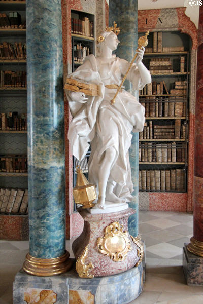 One of the statues depicting academic & religious virtues in library at Kloster Wiblingen. Ulm, Germany.