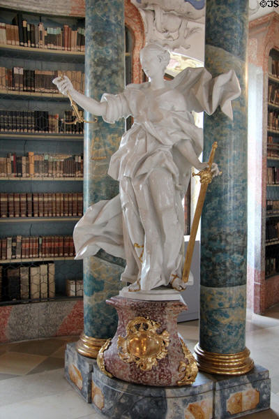 One of the statues depicting academic & religious virtues in library at Kloster Wiblingen. Ulm, Germany.