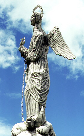 Virgin of Quito statue on Panecillo Hill overlooking Quito. Ecuador.