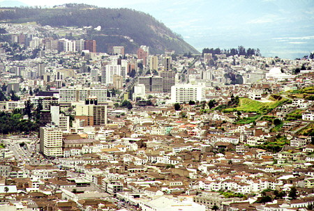 View of old and modern Quito from Panecillo. Ecuador.
