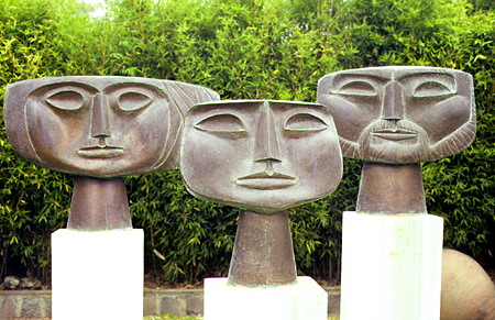 Head sculptures by Oswaldo Guayasamín from Guayasamín Museum in Quito. Ecuador.