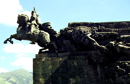 Monument to Simon Bolívar, liberator of South America, in Quito. Ecuador.