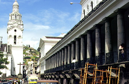 Cathedral and Government Palace in Quito. Ecuador.