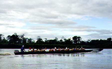 Heading into the Amazon on the Río Napo from Coca. Ecuador.