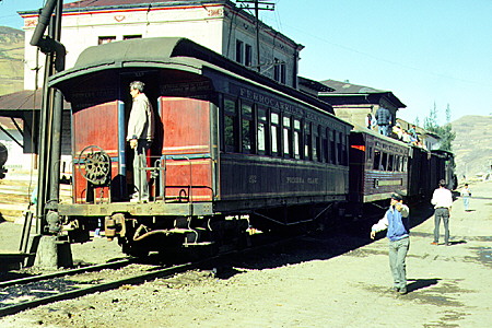 Steam train preparing to leave Alausí for Guayaquil. Ecuador.