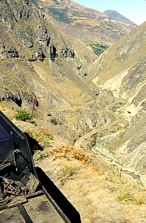 Peering down Devil's Nose from the steam train headed for Guayaquil. Ecuador.