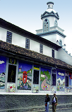 Murals at city lookout in Cuenca. Ecuador.