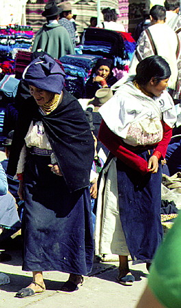 Otavalo market attracts tourists with many crafts and colorful scenes every Saturday. Ecuador.
