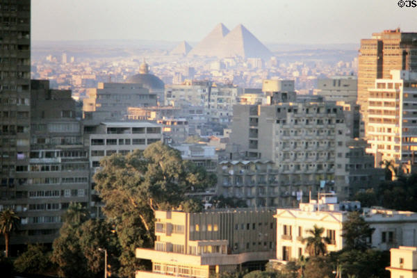 View of the pyramids from Cairo. Egypt.