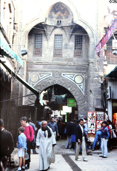 Market with decorated archway in Cairo. Egypt.