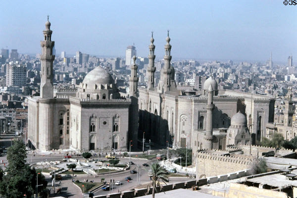 Sultan Hassan Mosque (1359) & Cairo from the Citadel. Egypt.
