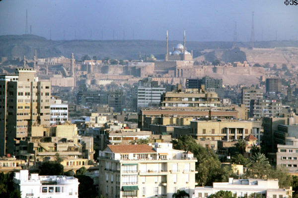 Alabaster mosque seen over buildings of Cairo. Egypt.