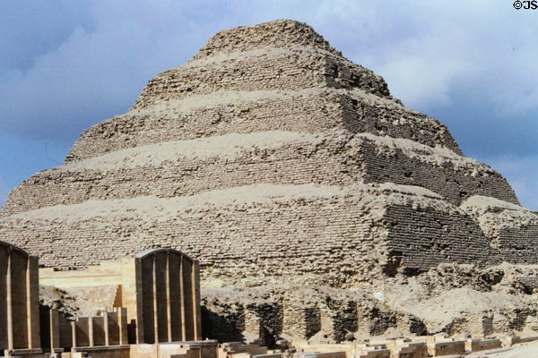 Step Pyramid of Djoser or Zoser (3rd dynasty ruler c2640-2575 BCE) the first pyramid ascribed to builder Imhotep who is supposed to have devised dressed stone. Saqqara, Egypt.