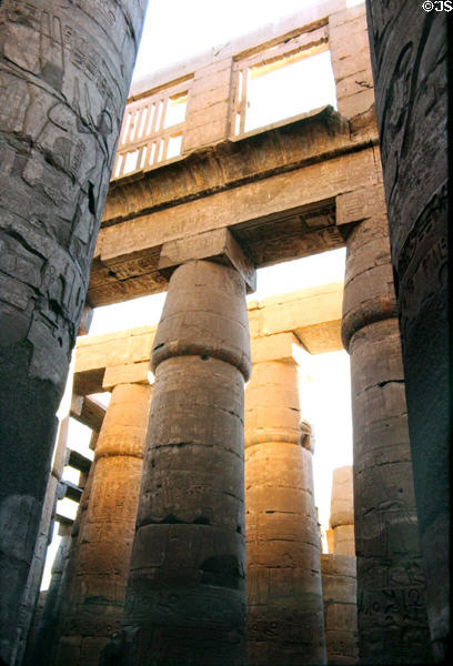 Egyptian-style columns at Temple of Karnak. Egypt.