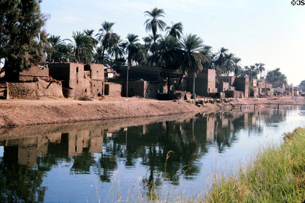 Mud walled village near Aswan. Egypt.