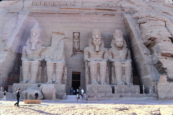 Great Temple of Ramesses II at Abu Simbel (13thC BCE) which was taken apart & moved to higher ground because of Aswan dam flooding. Egypt.