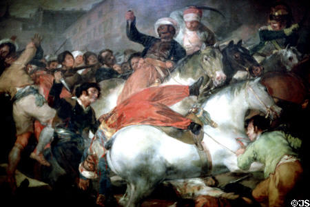 Painting of "Second of May 1808" rebellion against the moors "Lucha con les Mamelucos" (1814) by Francisco de Goya y Lucientes in Prado Museum. Madrid, Spain.