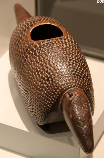 Inca wood vessel carved as armadillo (1400-1533) from Peru at Museum of America. Madrid, Spain.