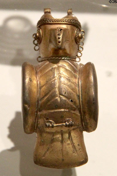 Tairona culture bird gold pendant (800-1500 CE) from Colombia at Museum of America. Madrid, Spain.