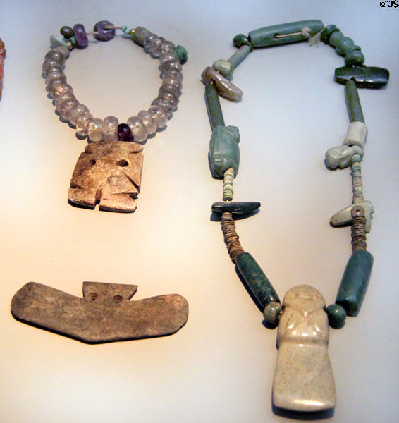 Stone necklace worn by natives in various Latin American countries at Museum of America. Madrid, Spain.