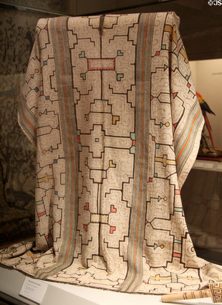 Shippibo culture cotton male tunic with geometric decoration (20thC) from Peruvian Amazon at Museum of America. Madrid, Spain.