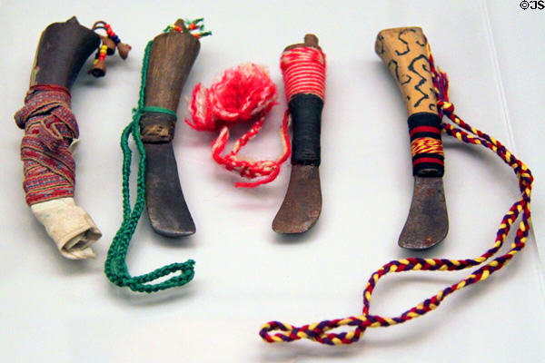 Shippibo culture knives used for revenge (20thC) from Peruvian Amazon at Museum of America. Madrid, Spain.