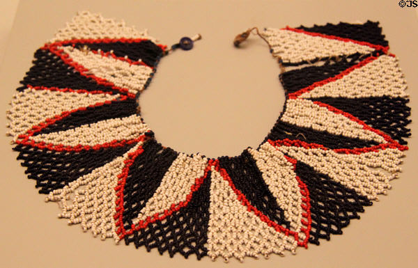 Shippibo culture beaded collar used to mark passage from childhood to adolescence (20thC) from Peruvian Amazon at Museum of America. Madrid, Spain.