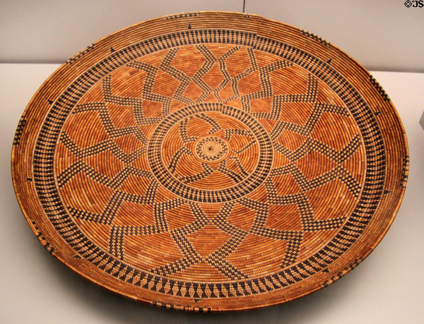 Chumash culture woven tray with zigzag pattern (19thC) from California at Museum of America. Madrid, Spain.