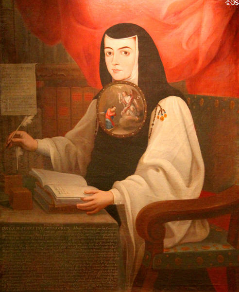 Portrait of Sister Juana Inés de la Cruz (18thC) by Andrés de Islas of Mexico at Museum of America. Madrid, Spain.