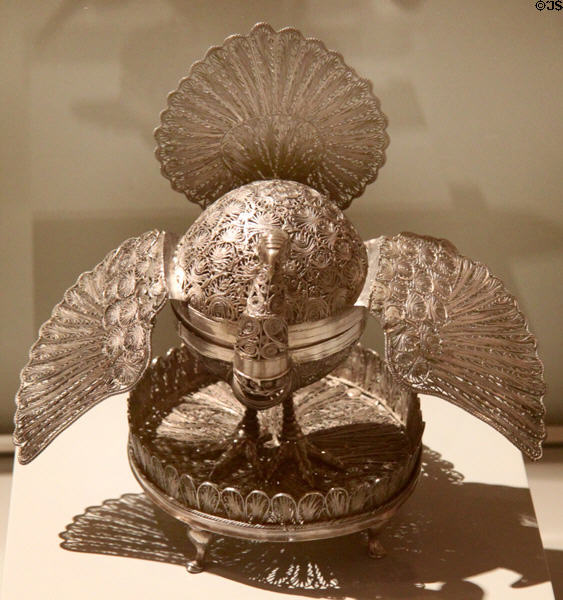 Silver incense burner in shape of bird (19thC) from Peru at Museum of America. Madrid, Spain.