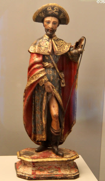 St Roch wood carving (18thC) from Ecuador at Museum of America. Madrid, Spain.